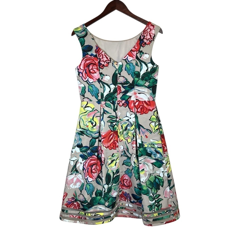 Adrianna Papell Multicolor Floral Boatneck Midi Dress - Picture 7 of 16